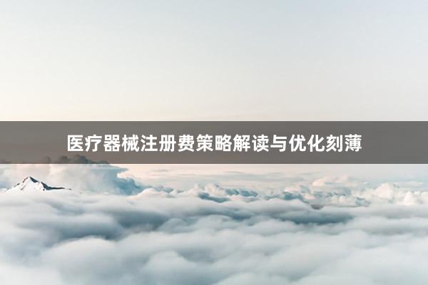 医疗器械注册费策略解读与优化刻薄